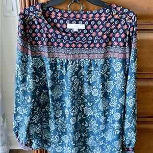 Loft Long Sleeved Blouse Perfect for Fall🍁🍁     Blue Pink Colors